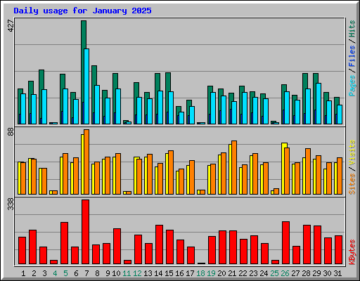 Daily usage for January 2025