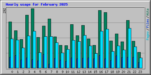 Hourly usage for February 2025